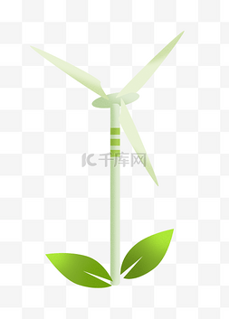 绿色叶子风车图片_卡通风车和叶子插画