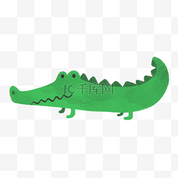 鳄鱼图片_鱼类卡通鳄鱼绿色