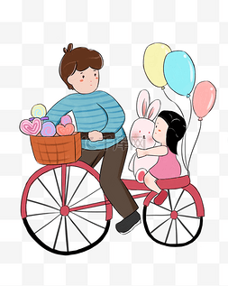 父亲和孩子骑自行车父亲节