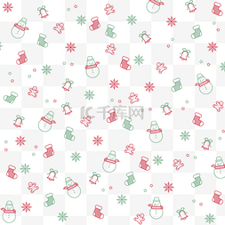 堆雪人动图图片_矢量线描圣诞节底纹