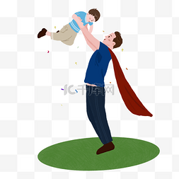 抱孩子的父亲手绘png免抠素材
