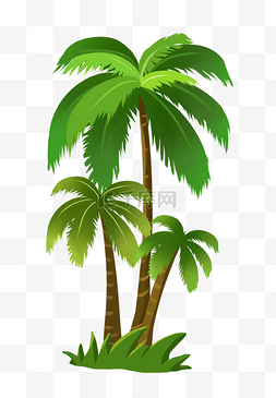 绿色椰子树图片图片_夏季热带元素绿色椰子树免抠png