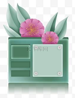 立体花朵叶子文本框