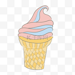 甜筒冰淇淋手绘素材免费下载