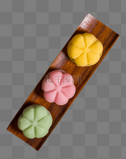 彩色花型冰皮月饼