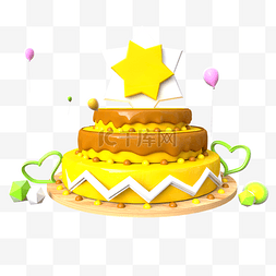 蛋糕c4d图片_C4D周年庆祝蛋糕场景装饰