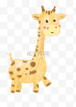 手绘长颈鹿动物图片_儿童节小动物长颈鹿