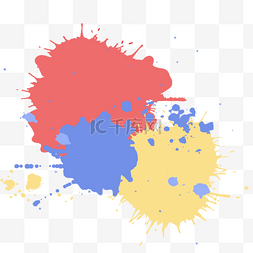 颜料效果图片_红色黄色蓝色颜料喷洒滴落效果