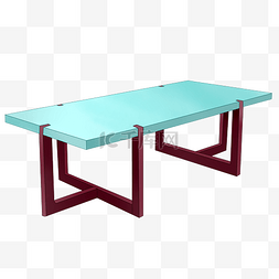 简约蓝色长方形桌子