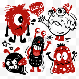 小怪兽可爱表情涂鸦