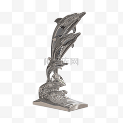 金属雕像图片_金属海豚跳跃摆件