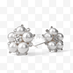 珍珠和钻石耳环