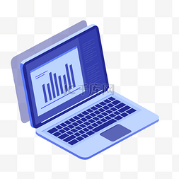 数据电脑分析图片_卡通蓝色的笔记本电脑