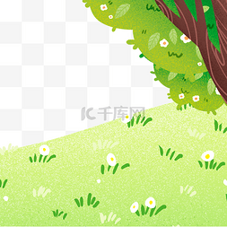 绿树图片_绿树装饰的卡通草地