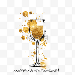 新年快乐创意图片_喷墨创意质感红酒杯