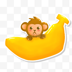 猴子香蕉图片_边框纹理可爱卡通风格