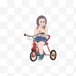 骑着儿童车的小女孩
