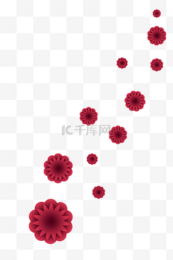 红色花朵散落漂浮