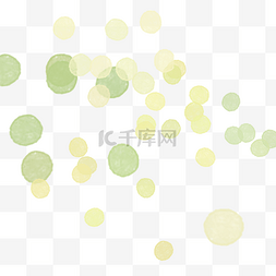 绿色圆圈墨点水彩