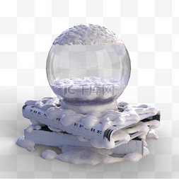 圣诞透明雪花图片_书本的3d玻璃球和雪花