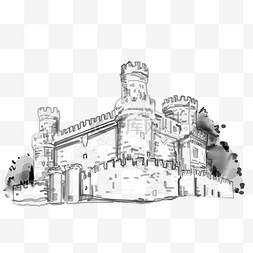 线描风城堡建筑