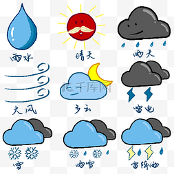 雷阵雨图片_像素风天气标识PNG图