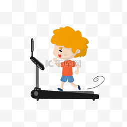 在跑步机上运动的男生卡通