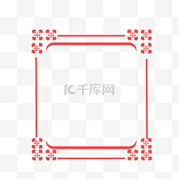 中国风边框图片_红色中国风花纹简约线条边框