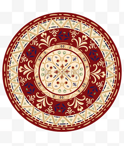 名族风地毯图片_圆形古典花纹地毯