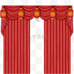 红色窗帘幕布