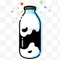 黑白包装牛奶瓶