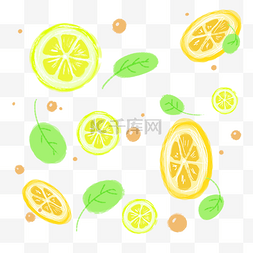 手绘彩色柠檬底纹装饰图