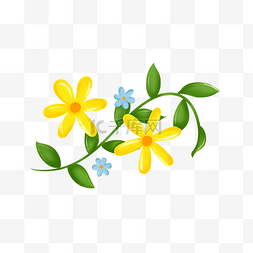 植物花卉图片_黄色花朵花藤插画
