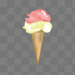 低多边形粉色冰淇淋