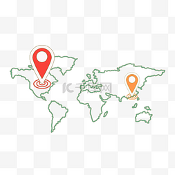 红色定位标记图片_世界地图定位坐标