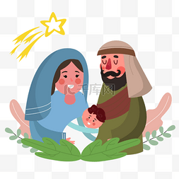 nativity scene圣诞节怀抱耶稣扁平风