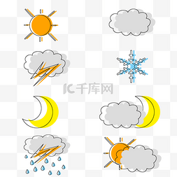 创意卡通简约气象天气图标套图