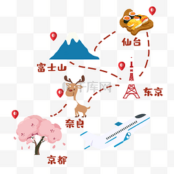 卡通日本旅游图片_日本趣味卡通旅游路线