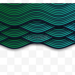 商务海报蓝色图片_绿色清晰曲线波节奏边界