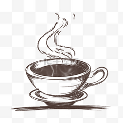 下午茶手绘图片_手绘线描热气咖啡杯