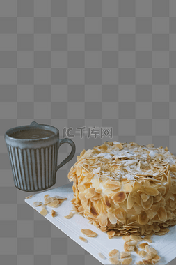 浆图片_杏仁片蛋糕和咖啡
