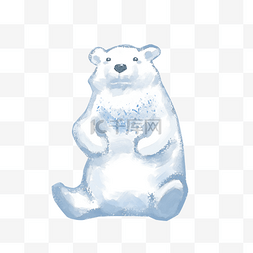 北极熊水彩图片_冬季水彩北极熊
