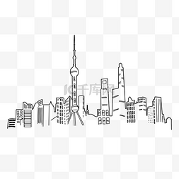 上海地标建筑剪影涂鸦