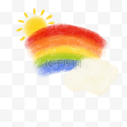 像素漂亮的彩虹插画图片_蜡笔卡通彩虹太阳