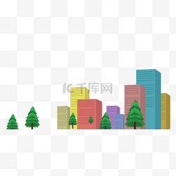 城市楼房树木