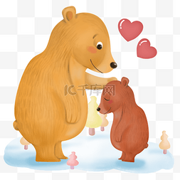 爱意无声图片_卡通棕熊动物母子