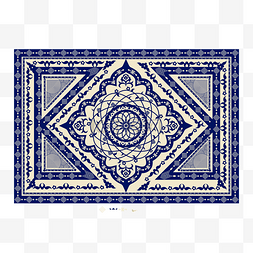 青花瓷古典花纹地毯