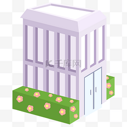 扁平化的房子图片_紫色2.5d房子扁平化