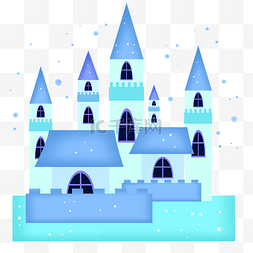 冰雪蓝色卡通城堡