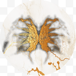 圆形蝴蝶金箔现代装饰画